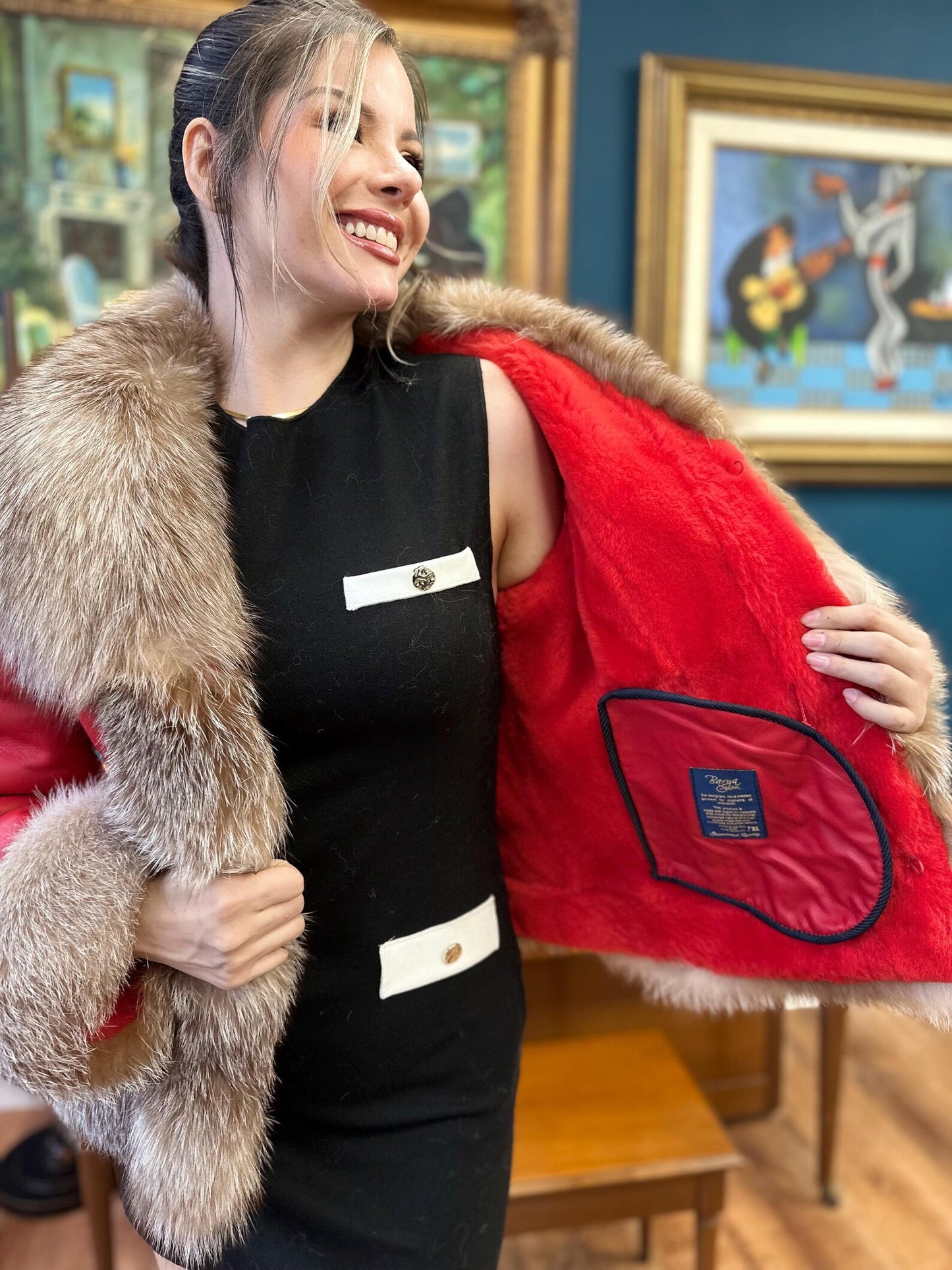 Della - Sheepskin Shearling Coat With Fox Trims