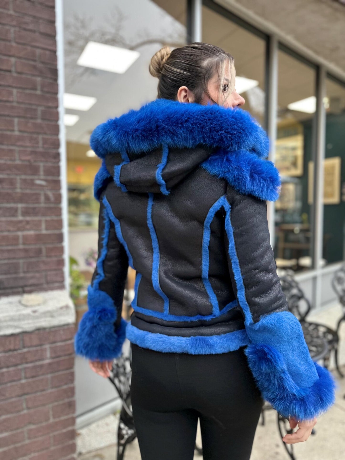 Karen - Sheepskin Shearling Coat With Fox Trims