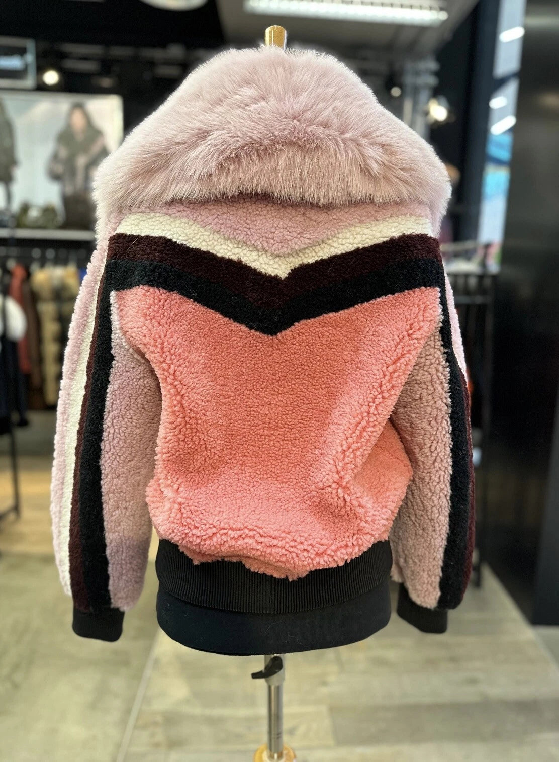 Bella - Sheepskin Shearling Coat With Fox Collar