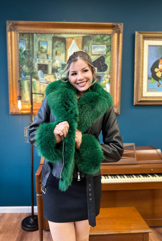 Carolyn Sheepskin Shearling Coat With Fox Trims