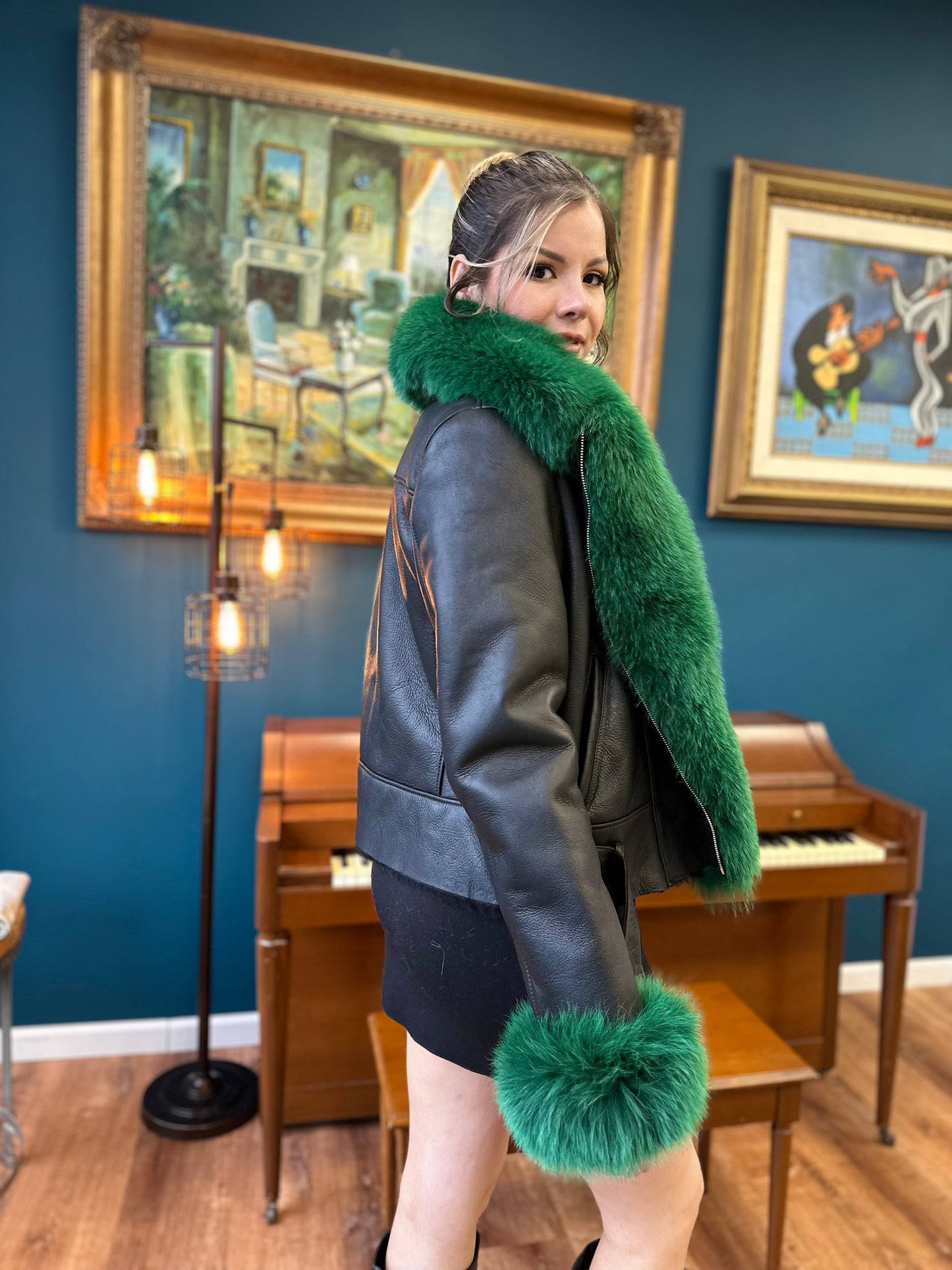 Carolyn Sheepskin Shearling Coat With Fox Trims