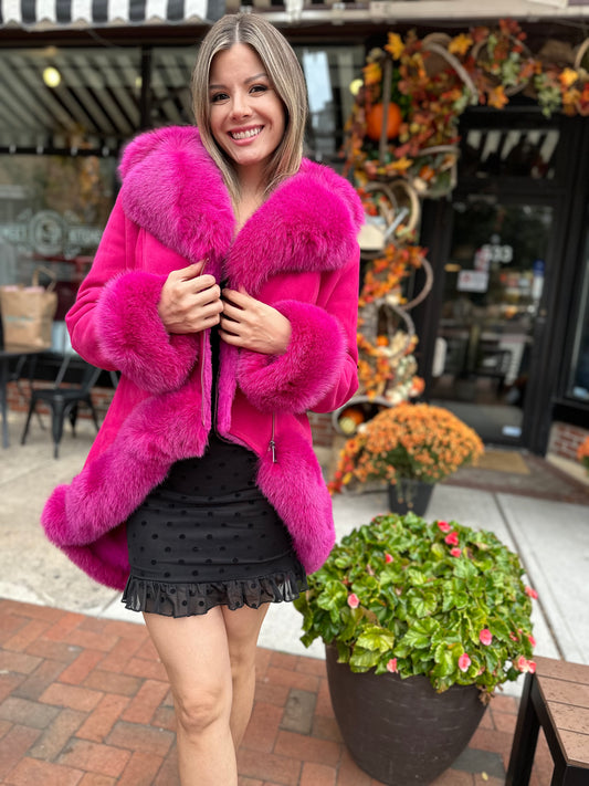Soho - Sheepskin Shearling Coat With Fox Trims