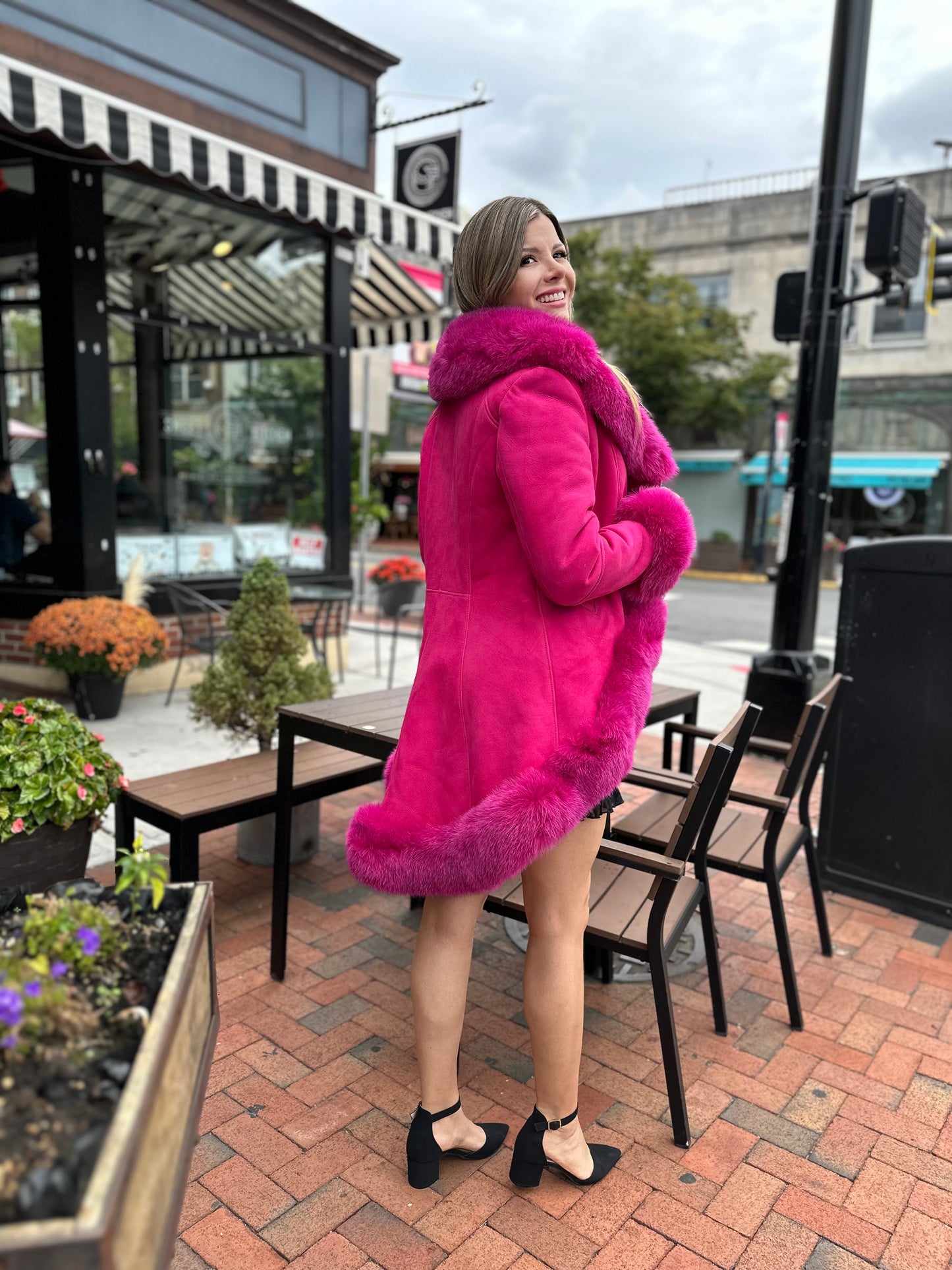 Soho - Sheepskin Shearling Coat With Fox Trims