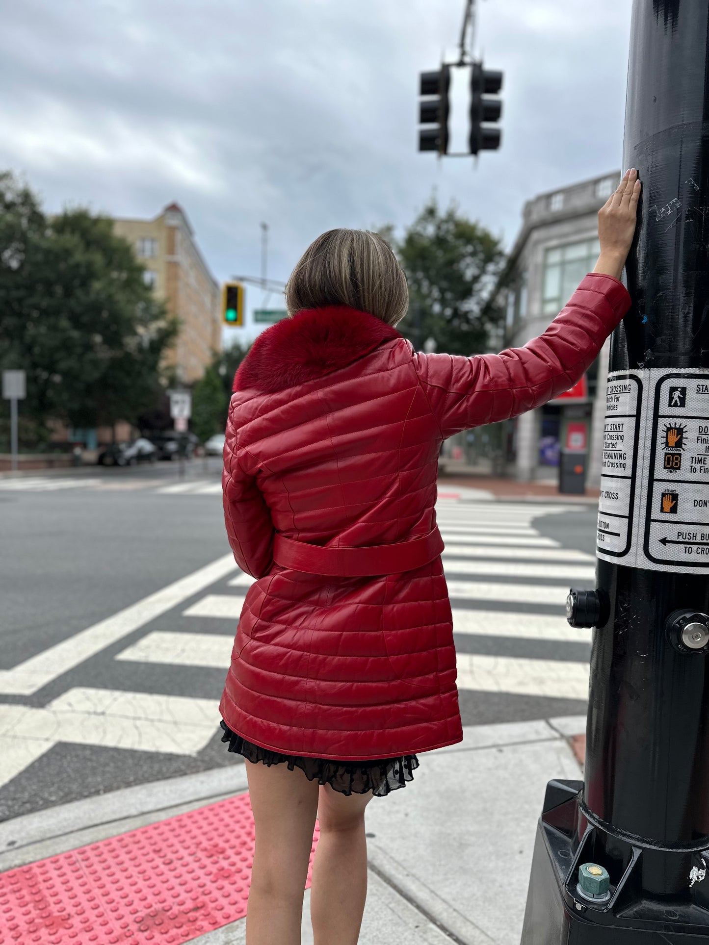 Bella - Lambskin Leather Jacket With Fox Collar