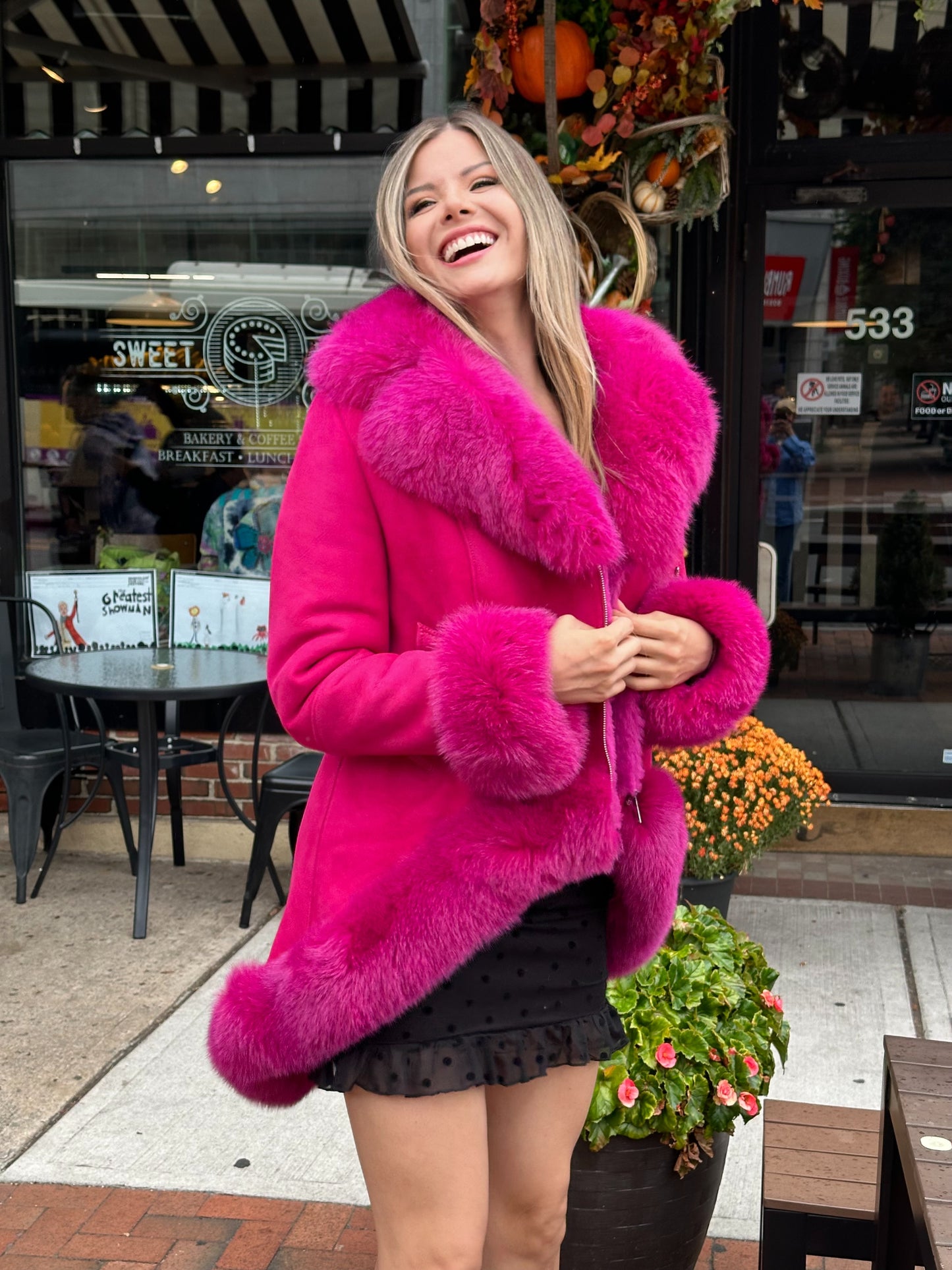 Soho - Sheepskin Shearling Coat With Fox Trims