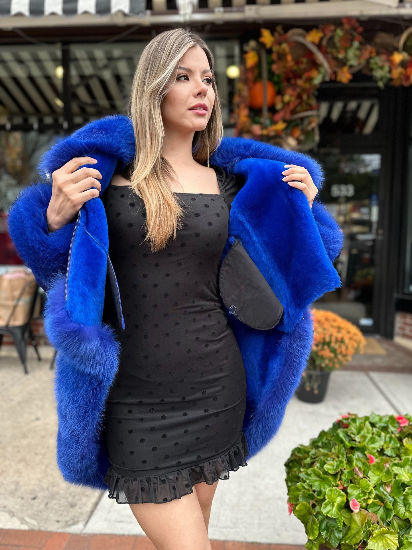 Soho - Sheepskin Shearling Coat With Fox Trims