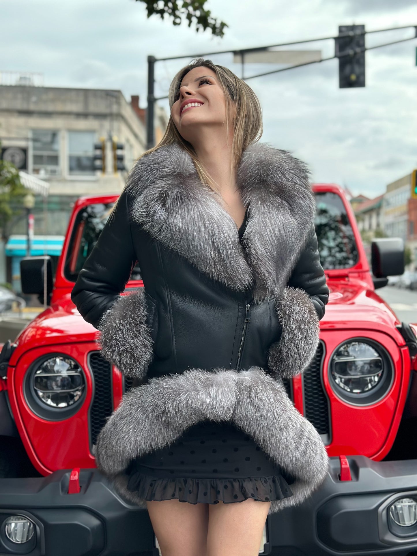 Soho - Sheepskin Shearling Coat With Fox Trims