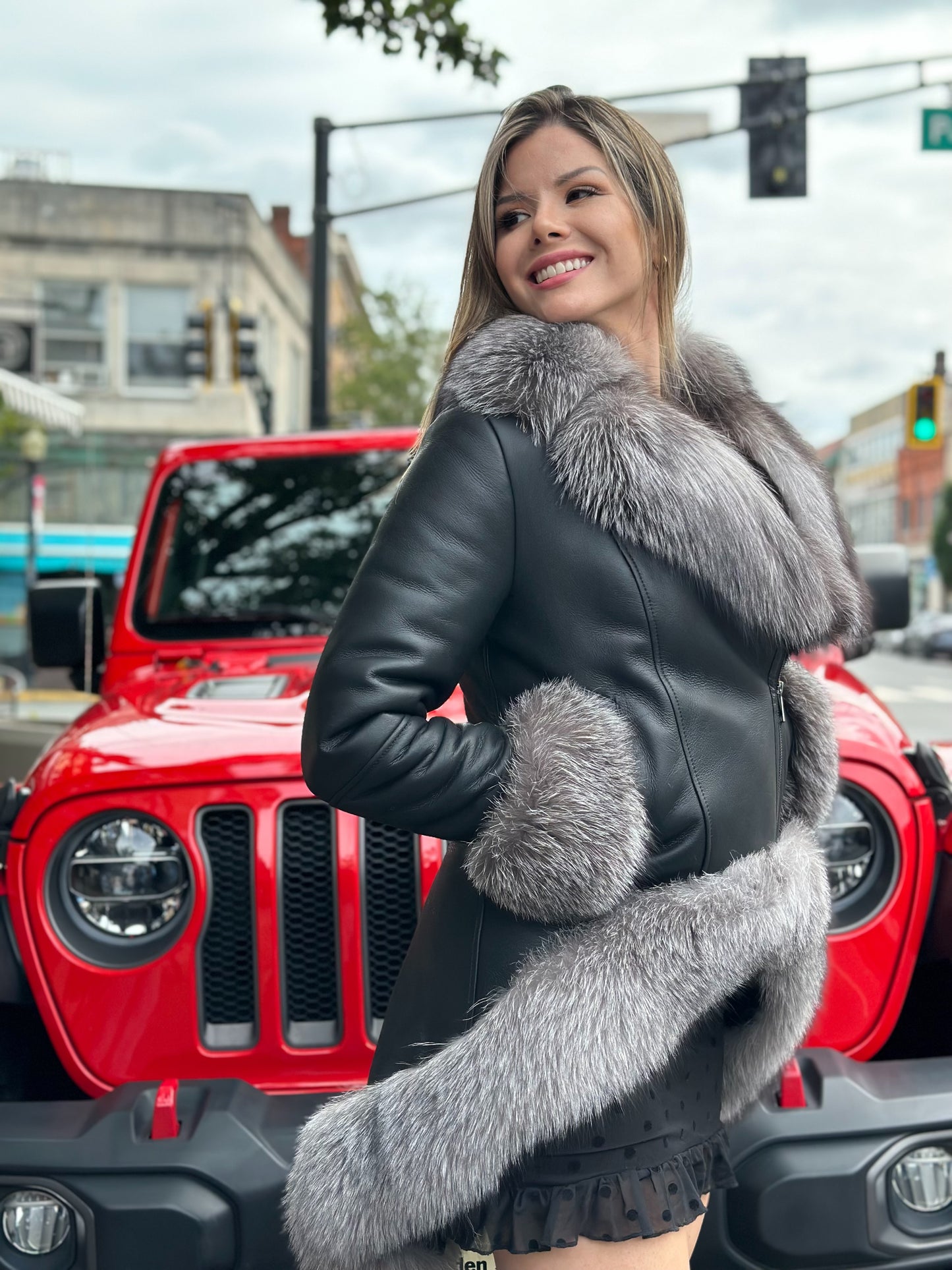 Soho - Sheepskin Shearling Coat With Fox Trims