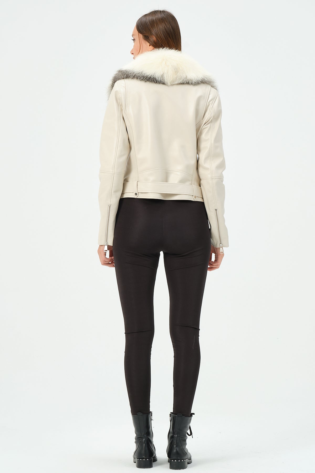 Elita - Lambskin Leather Jacket With Fox Collar