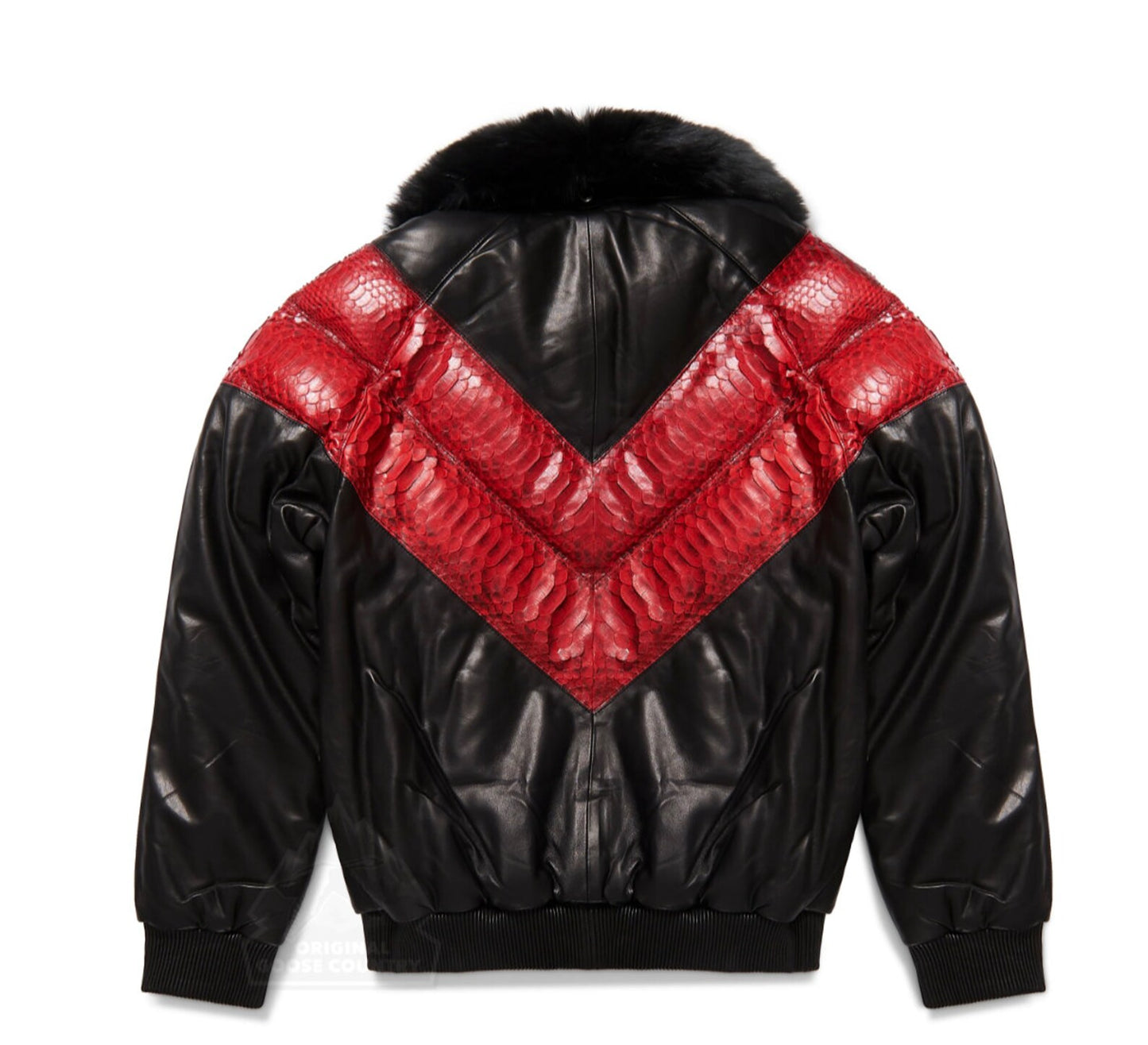 Original Goose Country Men's Goose Down Leather Jacket With Python Skin