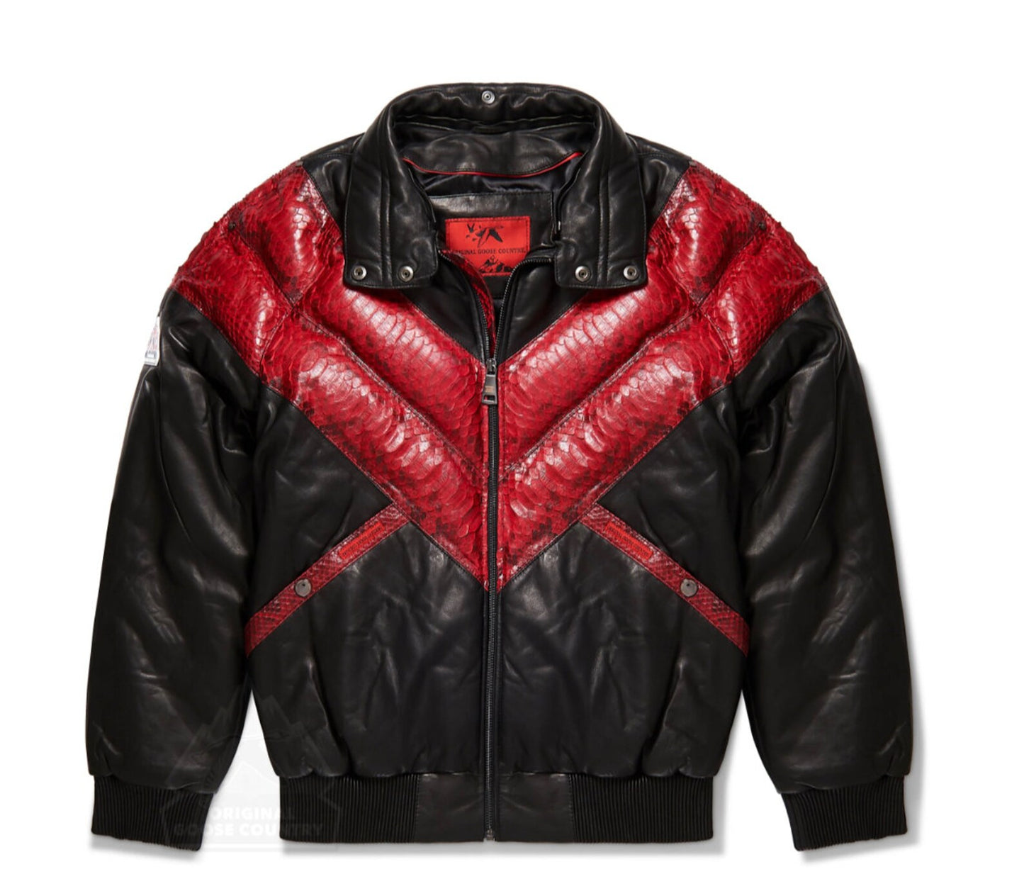 Original Goose Country Men's Goose Down Leather Jacket With Python Skin