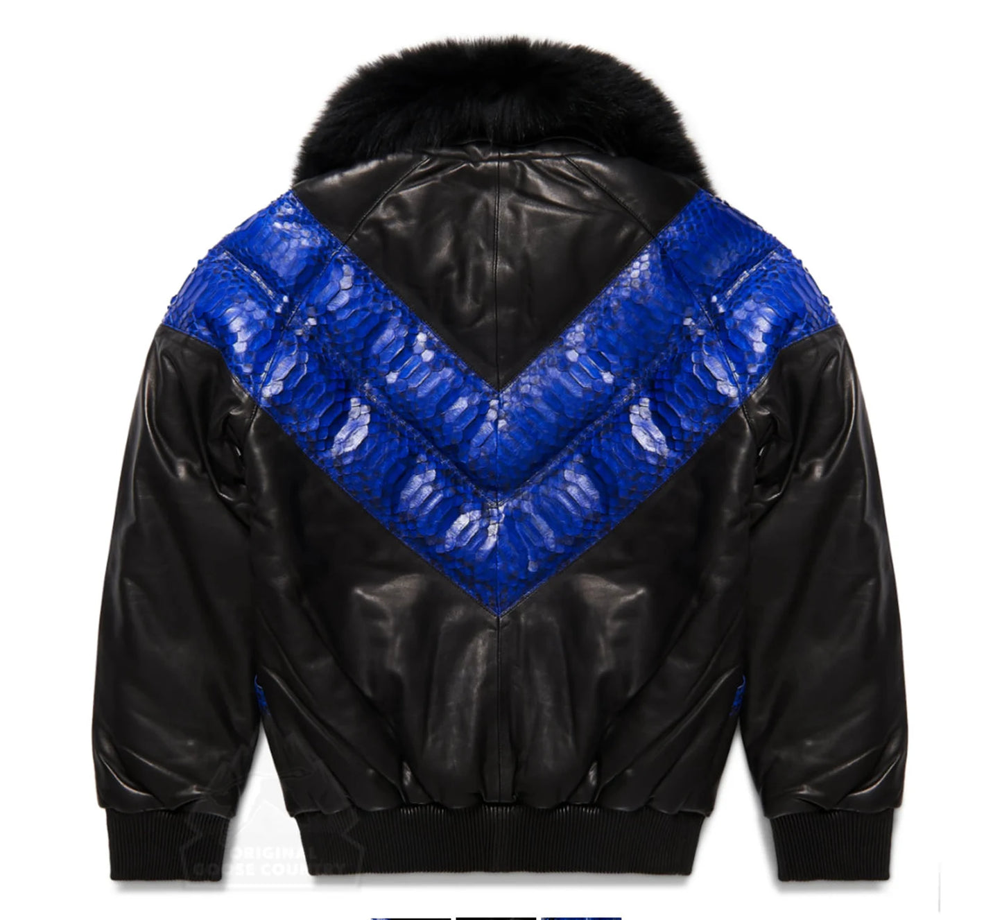 Original Goose Country Men's Goose Down Leather Jacket With Python Skin