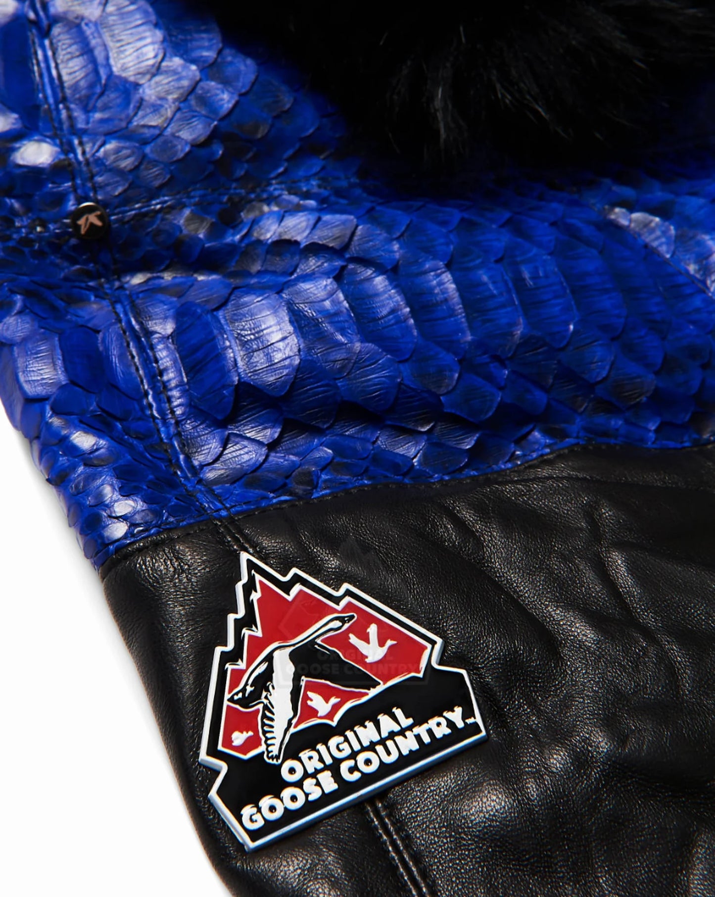 Original Goose Country Men's Goose Down Leather Jacket With Python Skin