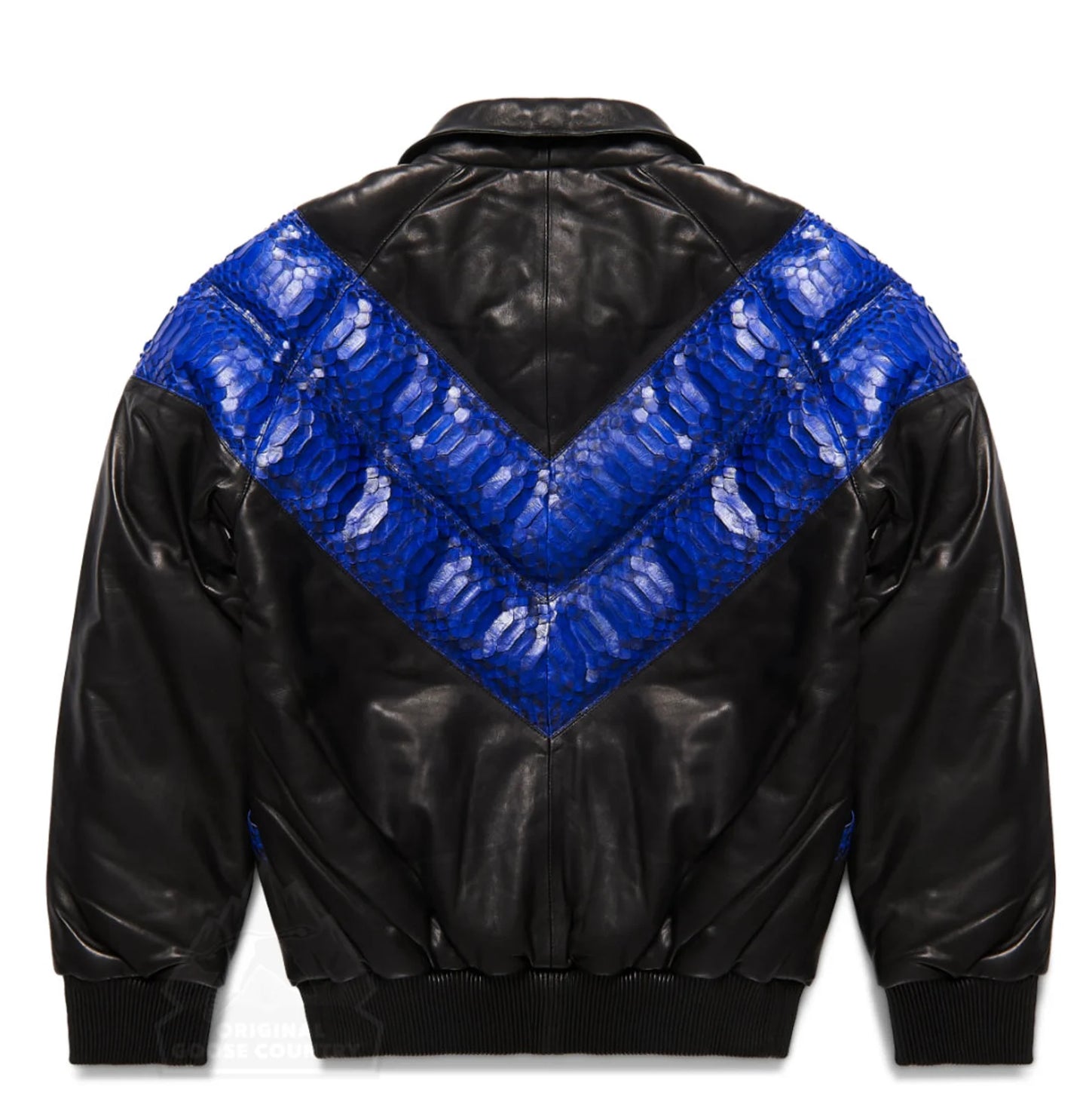 Original Goose Country Men's Goose Down Leather Jacket With Python Skin