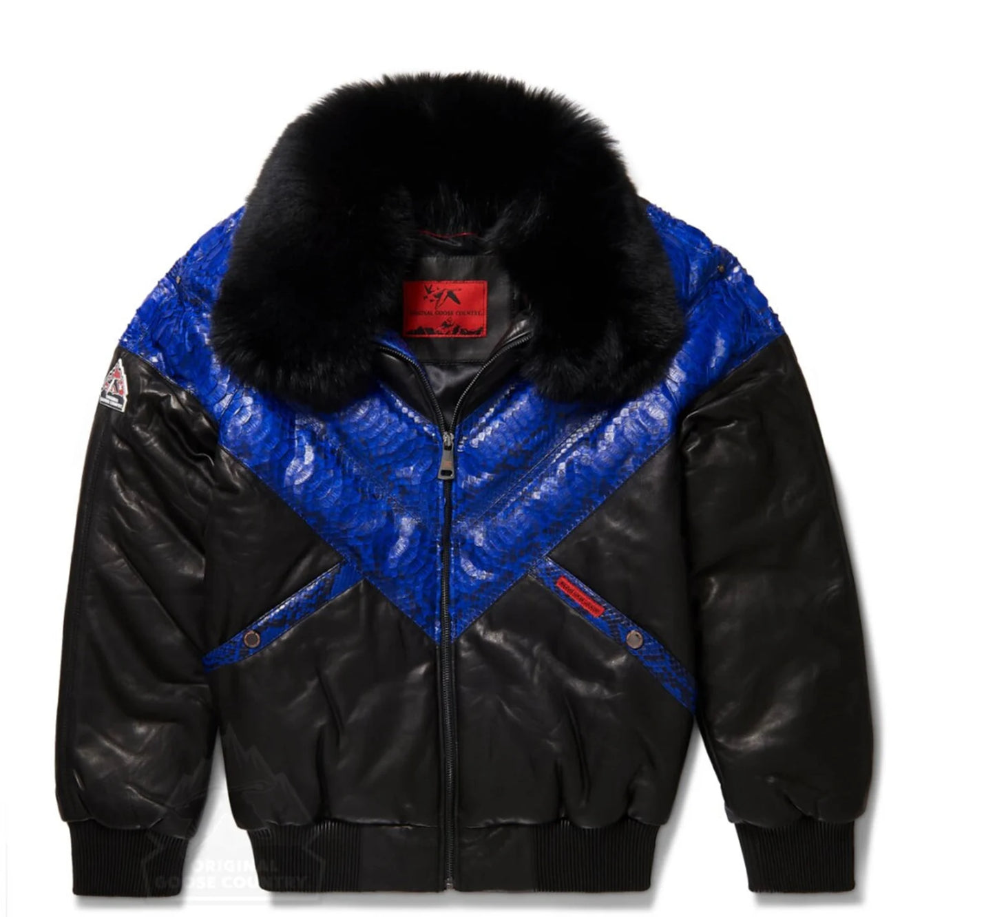 Original Goose Country Men's Goose Down Leather Jacket With Python Skin