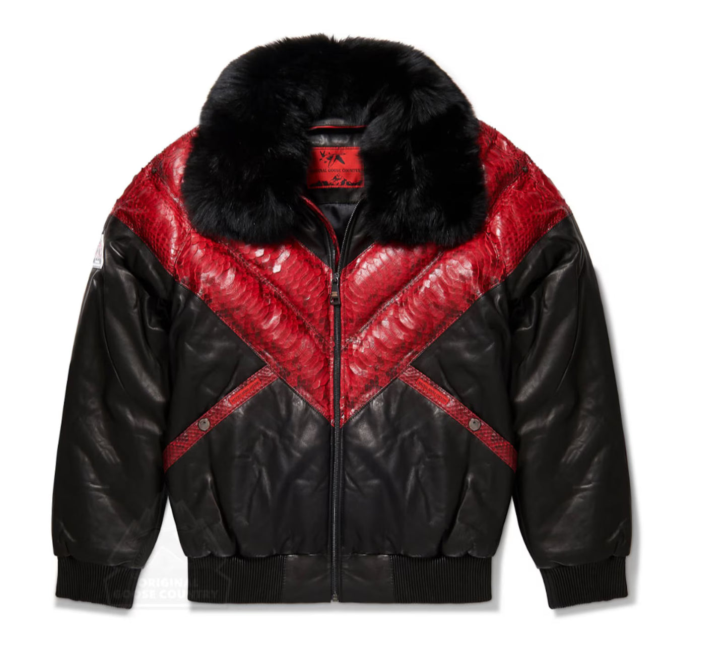 Original Goose Country Men's Goose Down Leather Jacket With Python Skin