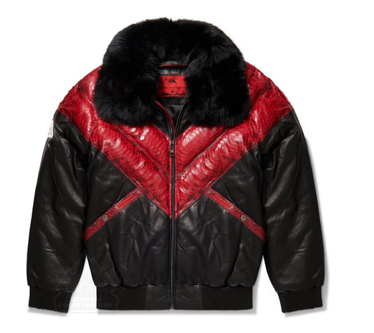 Original Goose Country Men's Goose Down Leather Jacket With Python Skin