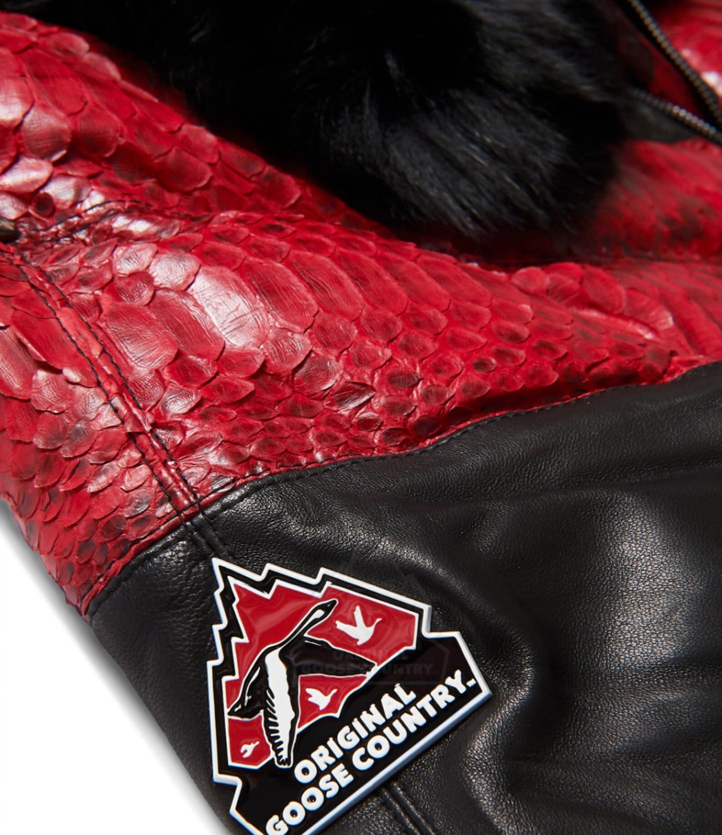 Original Goose Country Men's Goose Down Leather Jacket With Python Skin