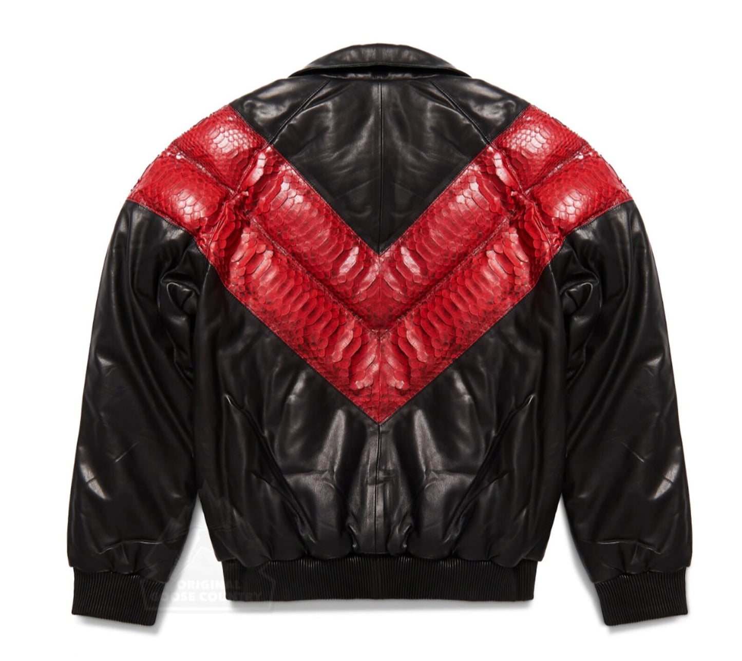 Original Goose Country Men's Goose Down Leather Jacket With Python Skin