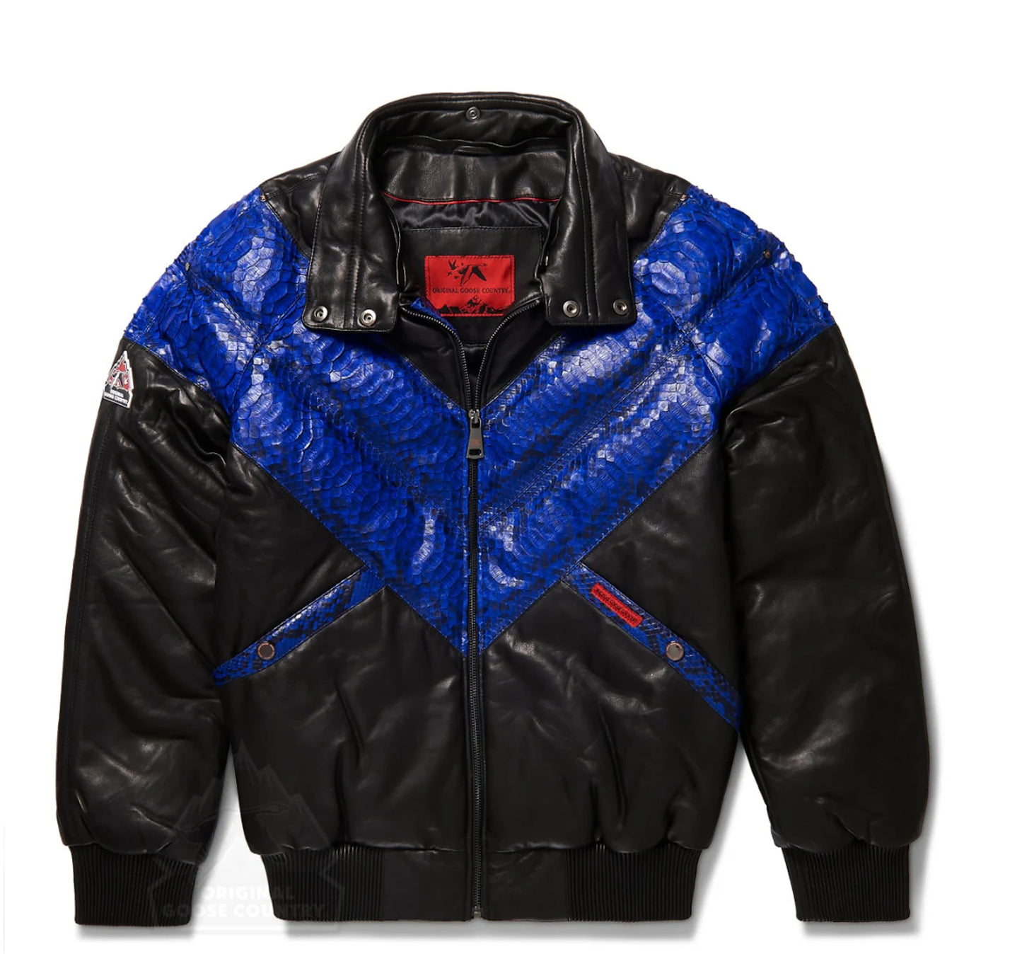 Original Goose Country Men's Goose Down Leather Jacket With Python Skin