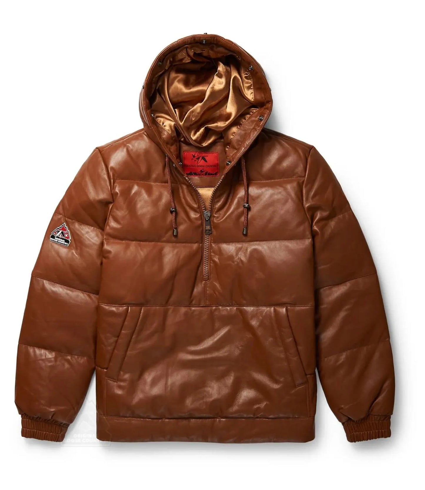 Original Goose Country Men's Goose Down Leather Hoodie