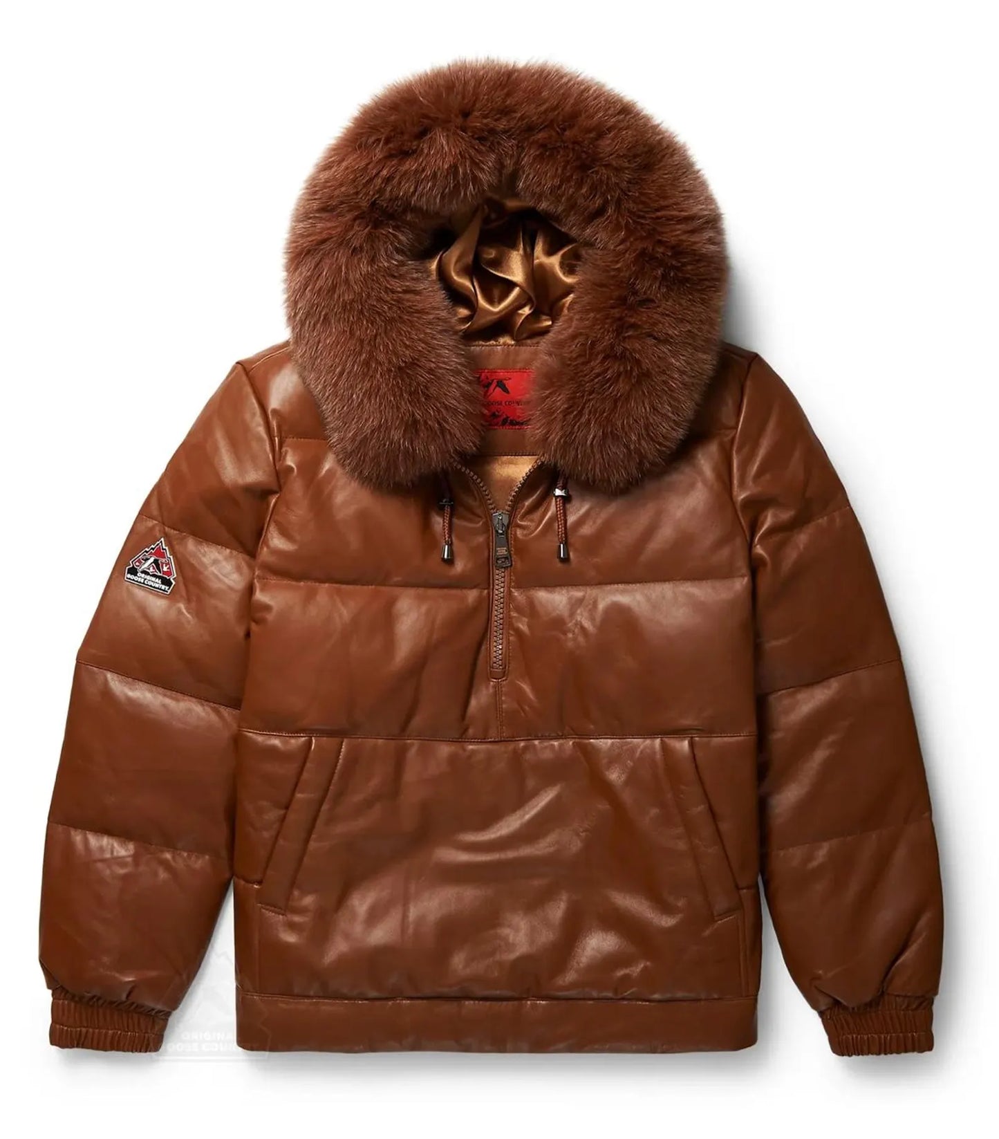 Original Goose Country Men's Goose Down Leather Hoodie