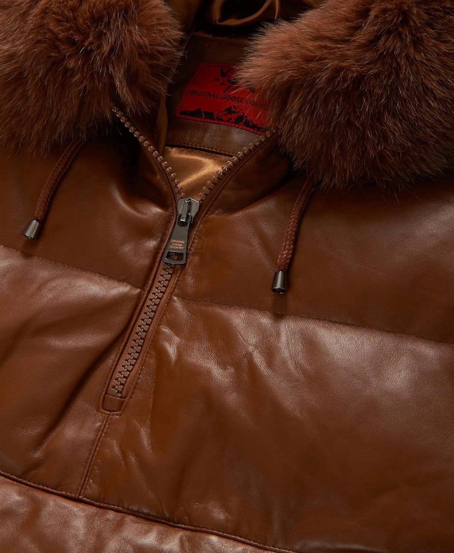 Original Goose Country Men's Goose Down Leather Hoodie