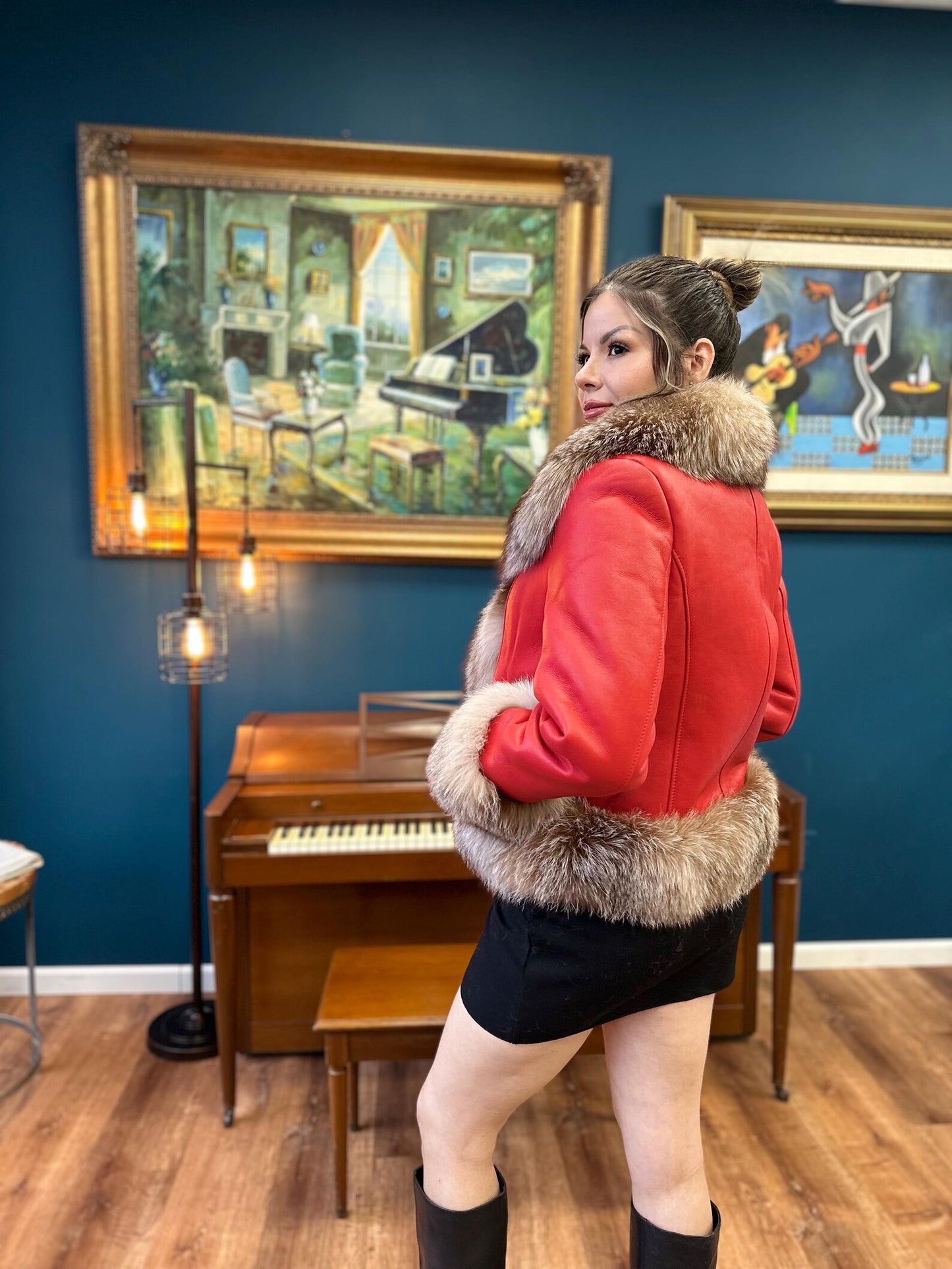 Della - Sheepskin Shearling Coat With Fox Trims