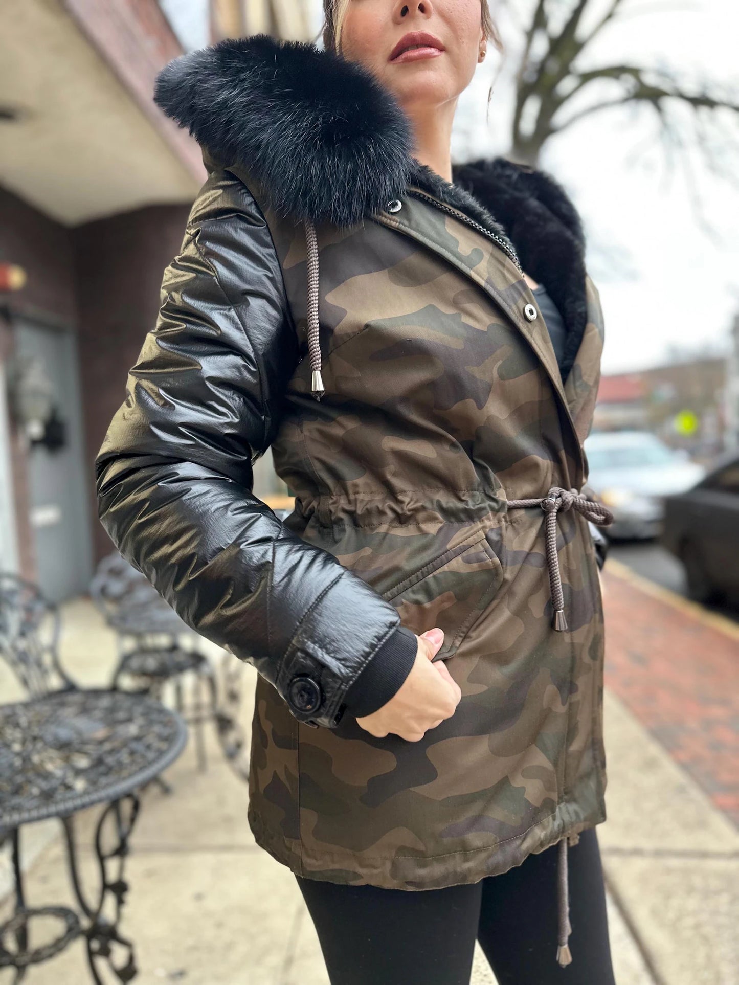 Monica - Sheepskin Shearling Coat With Fox Trims