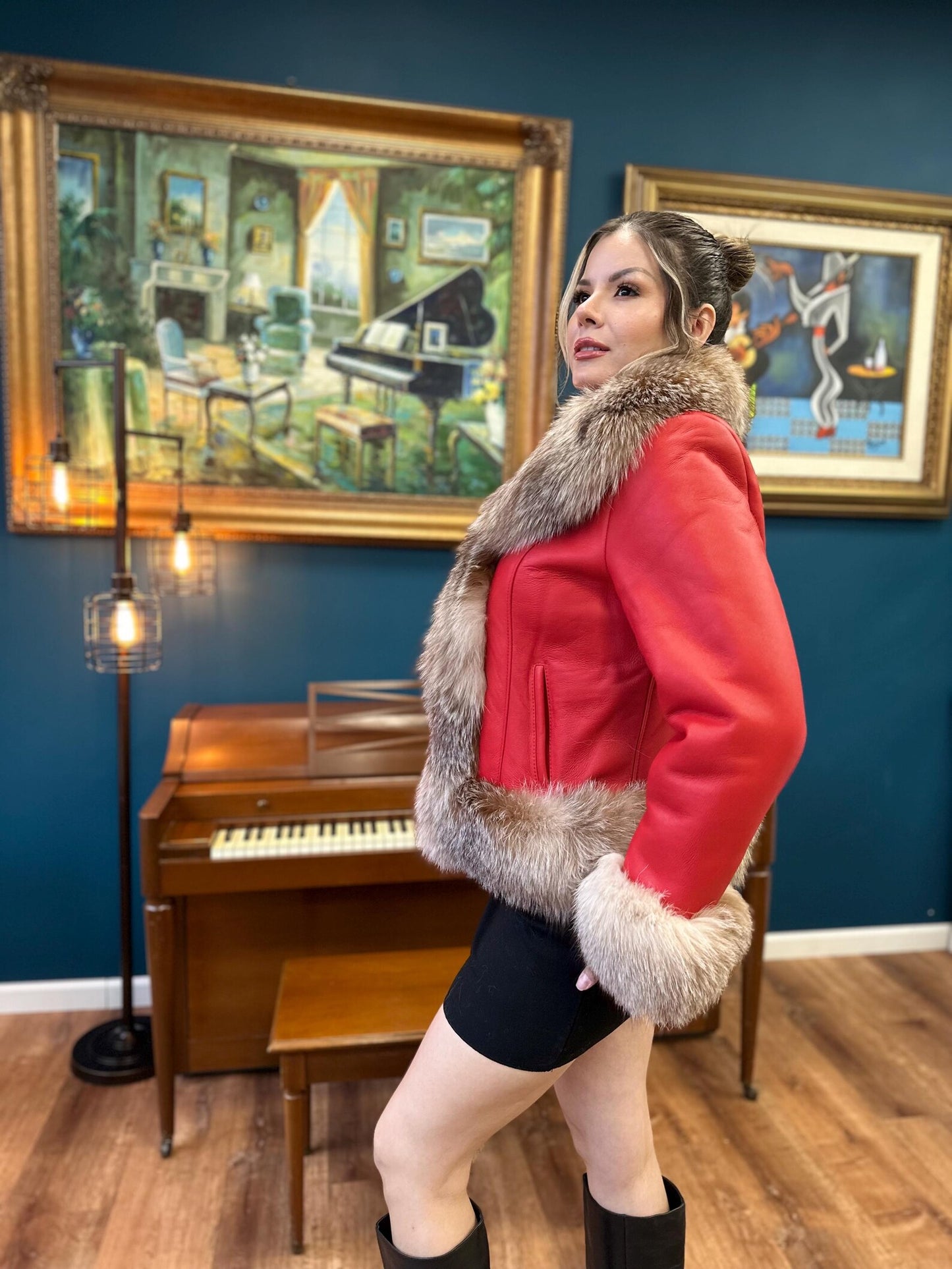 Della - Sheepskin Shearling Coat With Fox Trims