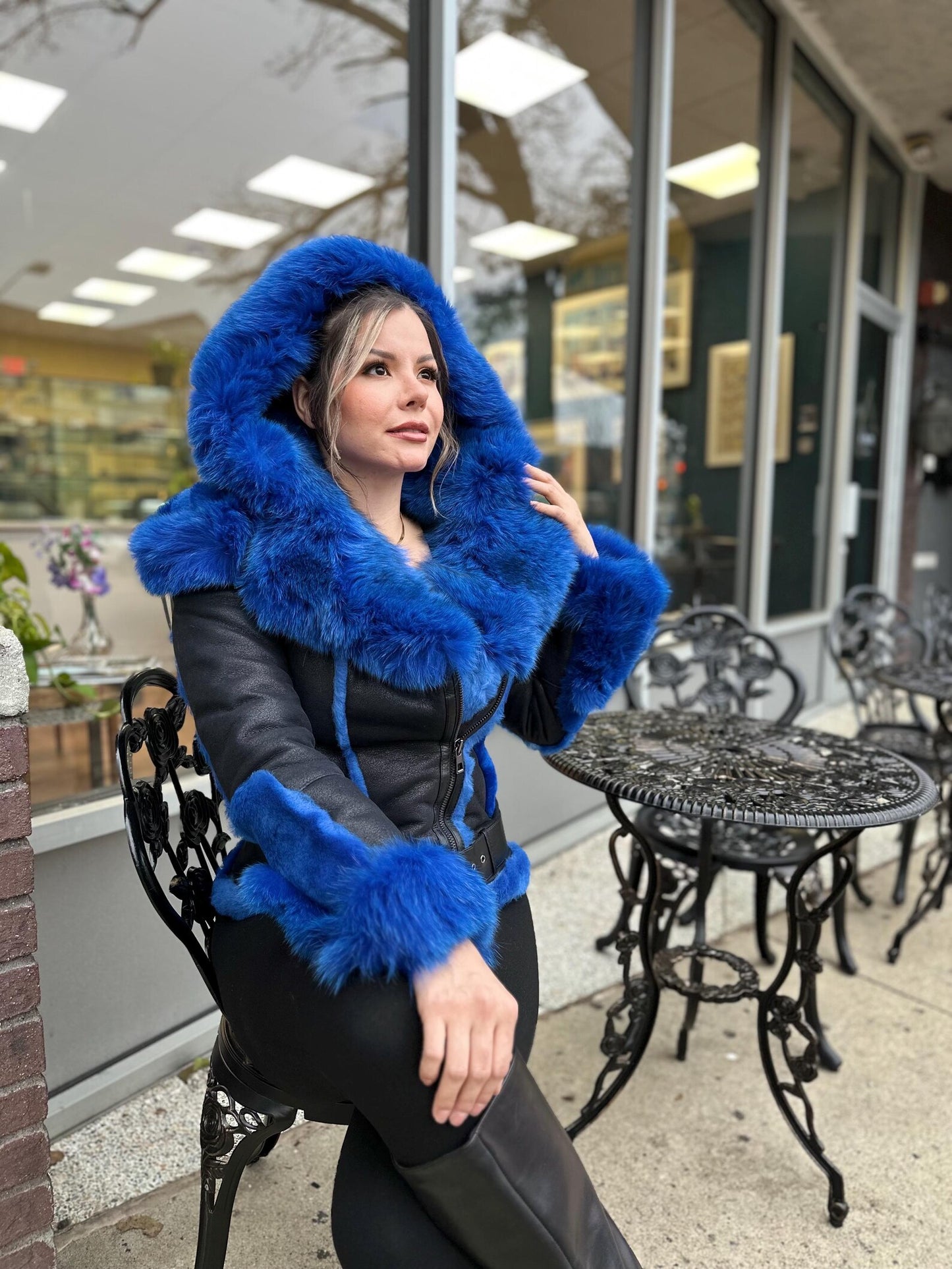 Karen - Sheepskin Shearling Coat With Fox Trims