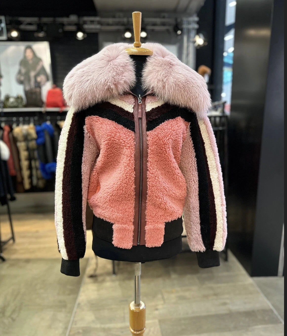 Bella - Sheepskin Shearling Coat With Fox Collar