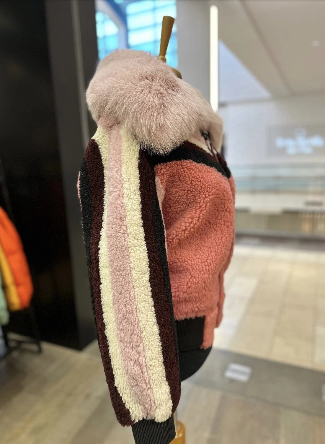 Bella - Sheepskin Shearling Coat With Fox Collar