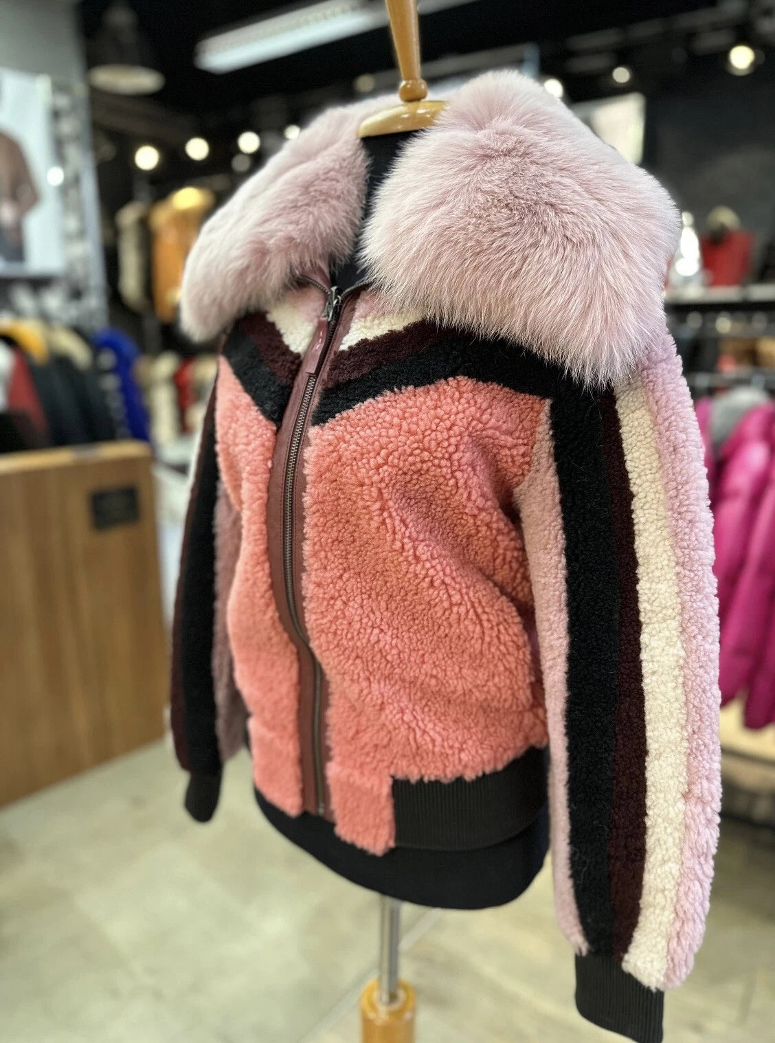 Bella - Sheepskin Shearling Coat With Fox Collar